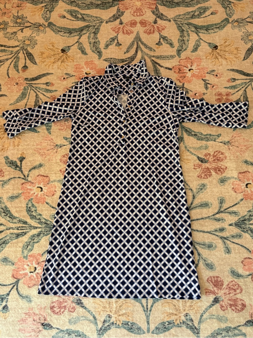 Talbots Blue and White Printed button down athletic dress